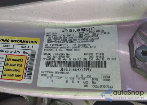 2014 Lincoln Mkz from USA, damaged, VIN 3LN6L2G96ER821995